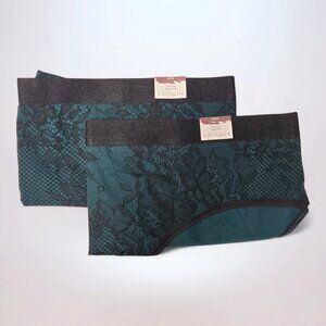 Lane Bryant Cacique Teal Lace Cotton Hipster Panties Two Pack